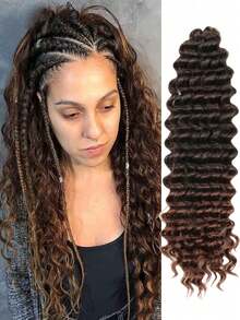 Pelucas trenzadas de ganchillo con ondas profundas de 18/22/26/30 pulgadas, extensiones de cabello de ganchillo con rizo profundo sintético - Multicolor - Ver 70