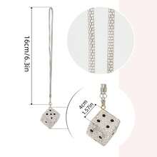1 chiếc mặt dây chuyền gắn gương chiếu hậu ô tô, hình xúc xắc đính đá may mắn, phụ kiện trang trí xe hơi lấp lánh dành cho nữ. - Nhiều màu - Xem 5