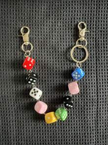 1pc Dice Multicolor Men's Punk Style Chain Waist Chain, Hiphop Ins Minimalist Waist Chain, Suitable For Decorating Keys, Wallets, Bag Buckles, Random Color Sequence Delivery - Multicolor - View 3