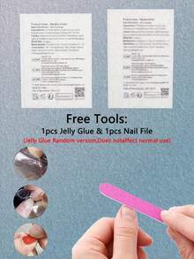 24片短款假指甲，金色和棕色豹纹3D钻石可爱合金亚克力美甲贴纸，附赠1支果冻胶和指甲锉，适合女性日常、约会、派对等场合。 - 彩色 - 查看 5