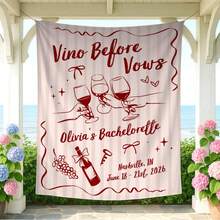 1PC Vino Before Vows Party Tapestry, Personalized Wine Bachelorette Party Banner, Bridal Shower Party Backdrop, Winery Bach Party Welcome Sign, 5 Sizes Available - Vitt - Visa 1