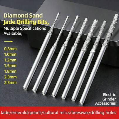 0.8-2.5mm Diamond Coated Drill Bits 2.35mm Shank Glass Jade Amber Jewelry Diamond Drill Bits For Drilling Glass Woodworking