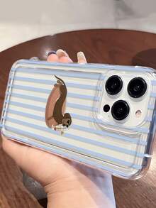 1pc Minimalist Personalized Dog Pattern Transparent TPU Shock-Absorbing Anti-Fall Anti-Fingerprint Phone Case, Compatible With IPhone 16/16Pro/16Plus/15/15ProMax/15Pro/11/12/13/14ProMax/11Pro/11ProMax/12Pro/12ProMax/13Pro/13ProMax/14Pro/14ProMax, Soft Shell, Elegant Creative Design - Multicolor - View 3