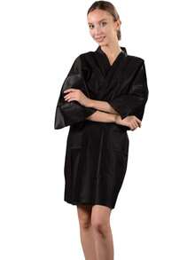 Fancystyle - Bộ 1/10/20 áo choàng spa dùng một lần, áo kimono du lịch, áo choàng tắm, khăn quấn toàn thân cho spa, thẩm mỹ viện hoặc các liệu trình chăm sóc da. - màu đen - Xem 1