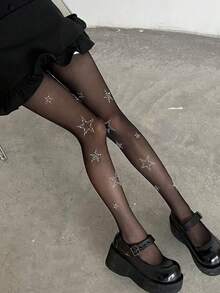 Shiny Rhinestone Star Transparent Pantyhose, Stretchy Anti-Snag Sexy Slimming Tights For Spring/Summer - Multicolor - View 6