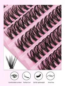 200pcs Wet Effect Faux Mink Lashes, Curled Realistic Eyelash Extensions, Cartoon Style False Lashes, Daily Use Eyelash Clusters, Single Lashes, False Eyelashes - View 4