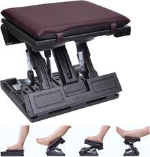 Foot Rest Under Desk At Work,Height Adjustable Angle Ergonomic Foldable Footrest Office, Gaming,Computer, Removable Pad Desk Foot Stool With Massage Beads,All-Season(Brown) - Black - View 1