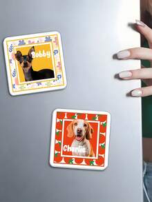 Nam châm tủ lạnh acrylic cá nhân hóa với hình hoa, cà chua, khoai tây chiên, khung ảnh và tên, quà sinh nhật cho người yêu thú cưng. - Nhiều màu - Xem 2