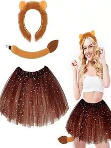 Set de 4 costume de leu drăguț (inclusiv 2 bentițe), potrivit pentru diverse petreceri de festival, spectacole și activități de Halloween - Multicolor - Vizualizare 2