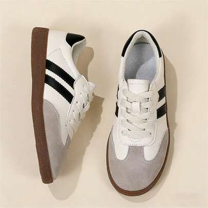  Girls And Boys Vintage German Style Trainers | White Soft Sole Sneakers For Abaya | Breathable & Comfortable Walking Shoes | Classic Retro Design For Everyday Wear