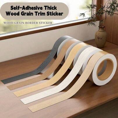 1卷10米 x 2厘米自粘木纹装饰贴纸，自粘装饰胶带 - 易撕、耐用、易裁剪，适用于家具、墙面装饰、橱柜维修、家具翻新、家居装饰