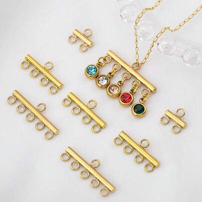 20个金色不锈钢多层项链扣环，吊坠耳环链连接器和闭合配件，适用于DIY手链首饰制作