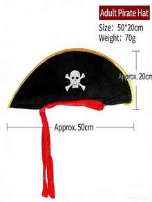 2件套万圣节海盗帽+海盗眼罩 - 骷髅印花海盗船长服装帽，海盗配饰，派对帽，化装舞会，角色扮演海盗船长帽 - 彩色 - 查看 5