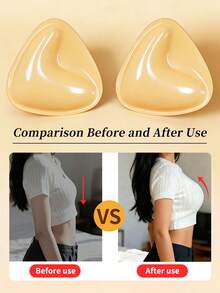 2PCS/10PCS Triangle Sticky Bra Inserts, Double Sided Adhesive Push Up Pads, Invisible Waterproof Breast Lift Cups For Backless, Strapless, Bikini, Wedding Dresses - Multicolor - View 5