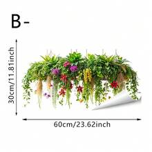 1/2件裝可重複使用PVC靜電吸附鮮綠藤蔓窗貼，植物與花卉圖案，適合溫室、浴室、臥室、客廳及居家裝飾 - 多色 - 查看 12