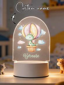 1pc Personalized Name Creative Gift, Animal Pattern Design, Suitable For Boys, Girls Or Friends. 3D Stereoscopic Light Effect LED Night Light, Warm Light, Birthday Gift, Decorative Lamp, Desk Lamp, Night Light. Suitable For Valentine's Day, Valentine's Day Decoration. Waterproof And Moisture-Proof, Fashionable And Cute, Back To School Gift - Baby Blue - View 3