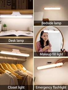 Lumière de placard LED 30cm/11.81 pouces, activée par le toucher, luminosité réglable avec 3 réglages de couleur, barre lumineuse rechargeable USB, éclairage de lit LED, bande pour miroir, cuisine, placard, table de nuit, bureau - lumière tricolore - Voir 4