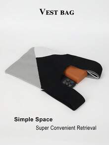 1 pieza Bolso de mano plegable de punto azul, transpirable y ligero, estilo casual, adecuado para uso diario, vacaciones, escuela, transporte, todo el año - Multicolor - Ver 5