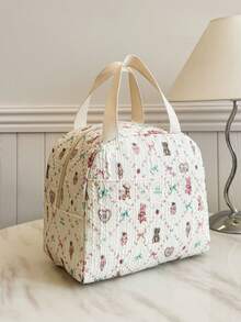 Portable Insulated Lunch Bag; Student Thickened Cute Lunch Fruit Bag; Cartoon Bear Irregular Print Lunch Bag - Multicolor - View 3