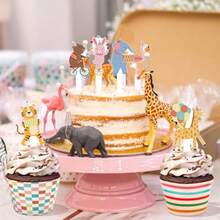 Hooqict 48 Pack Carnival Theme Party Decorations Carnival Circus Cupcake Toppers And Wrappers For Boys Girls Animal Parade Birthday Cupcake Cake Decorations Supplies - Animal Parade - View 4