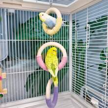 1PC Random Color Assemble Parrot Climbing & Boredom Relief Toy, Rope Chew Perch, Hanging Ring Swing, Birdcage Accessory Stand,Rope Bite-Resistant & Scratch-Resistant, Satisfies Climbing & Chewing Instinct, Enriches Entertainment Experience - View 6
