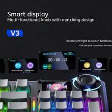 AULA F98pro V3 Wireless Mechanical Keyboard Transparent Keycaps, Control Knob & OLED Display. Full-Key Hot-Swappable, Gasket-Mounted Structure. Pre-Lubed Linear Switches, RGB Backlight. Tri-Mode Connection: BT5.0 / USB‑C / 2.4G. Wired & Wireless Gaming Keyboard For PC. - View 7