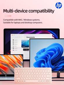 Teclado Bluetooth HP, teclado inalámbrico ultrafino, adecuado para iPad, teclado de computadora ergonómico recargable, compatible con iOS, Android, Windows PC, tableta y teléfono móvil, rosa, blanco - Ver 5