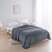 1 chiếc chăn lông cừu kẻ sọc, chăn điều hòa tối giản, chăn ngủ thư giãn, chăn sofa, chăn lông giả Halloween - Màu xám đen - Xem 3