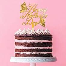 1pc/3pcs/6pcs Rose Red, Rose Gold, Gold Acrylic "Happy Mother's Day" And "Best Mom" Cake Topper Set - Butterfly And Flower Design, Mother's Day And Mom's Birthday Party Supplies - Multicolor - View 3