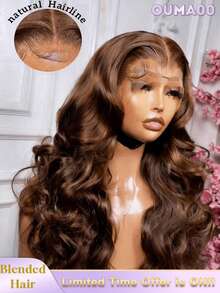 Wear And Go Glueless Wigs Body Wave Lace Front Wigs Human Blended Hair Pre Plucked 200 Density 13x4 Hd Transparent Lace Frontal Body Wave Human Blended Hair Wig For Women Natural Black - Brown - View 2