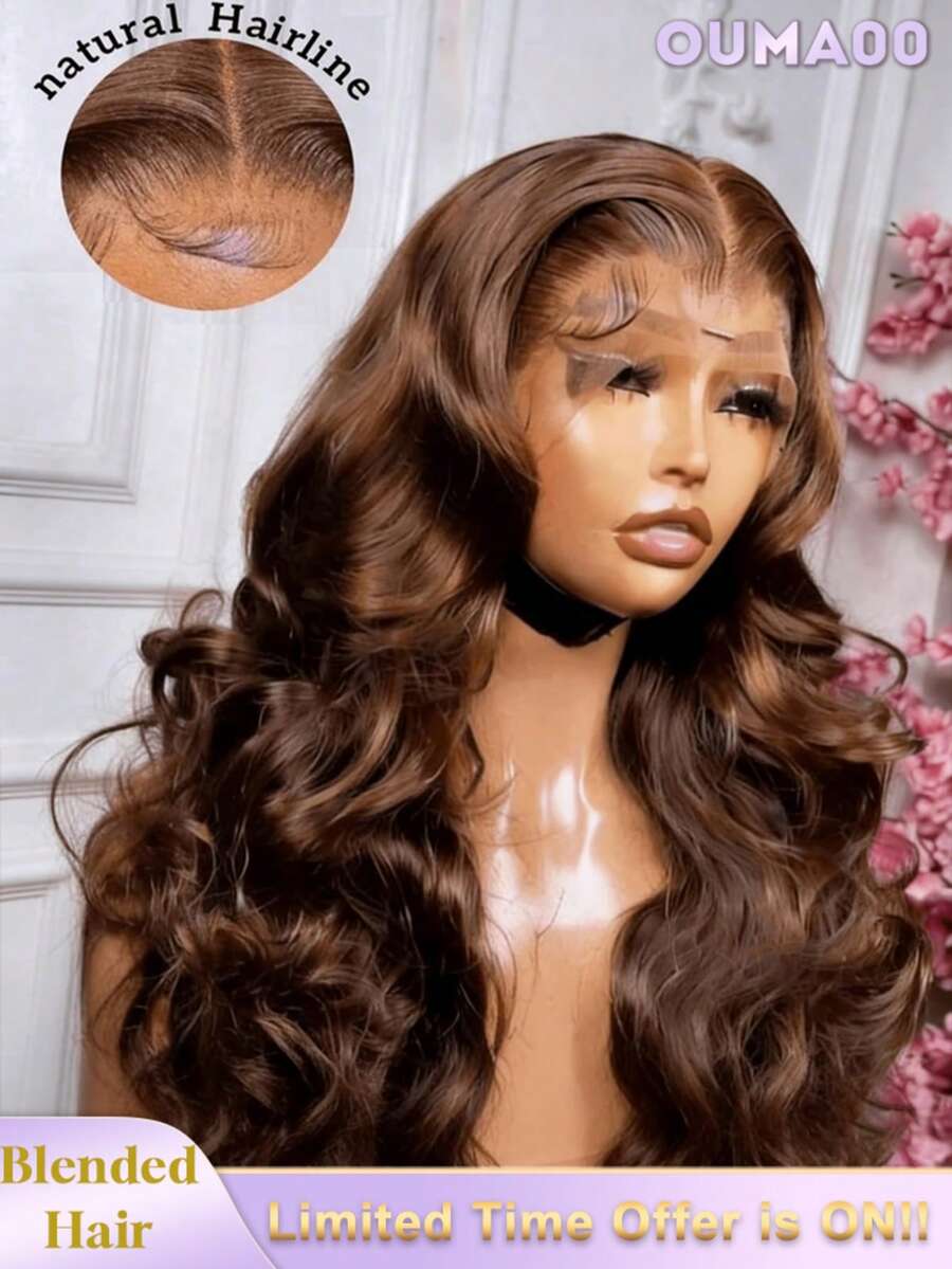 Wear And Go Glueless Wigs Body Wave Lace Front Wigs Human Blended Hair Pre Plucked 200 Density 13x4 Hd Transparent Lace Frontal Body Wave Human Blended Hair Wig For Women Natural Black