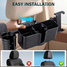 Boost 3 In 1 Car Backseat Organizer Back Seat Stora With Cup Holder Tissue Box Tablet Phone Holder Hooks Travel Accories For Trips Family Rides Daily Ential Accory - Black - View 3