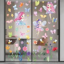 1 Set Of 9pcs Cute Fairy, Butterfly & Flower Window Stickers, Removable Static Cling Glass Decals, Suitable For Bedroom, Living Room, Balcony And Storefront Decoration In Spring - 20*30*9 Sheets - View 6