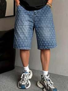 Quần short denim móc len thời trang dành cho nam - Rửa trung bình - Xem 4