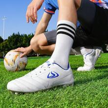 2026 男士户外低帮防滑运动鞋，超轻室内足球鞋，高品质五人制足球鞋 - 白藍 - 查看 4