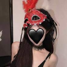 Holiday Masquerade Princess Mask Female Adult Party Half Face Mask White Feather Half Face Blindfold Props - 查看 3