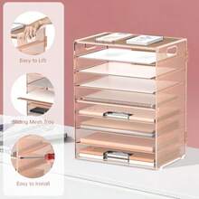 DALTACK Organizador de escritorio con bandeja de cartas de 9 niveles y asas organizador de archivos de malla organizador de archivos para escritorio clasificador de papel para oficina hogar y - Organizador de computadora Gold Rose - Ver 4