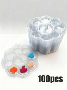 50件套塑料颜料调色盘套装，透明/白色便携式薄型调色盘，适用于水彩、水粉等艺术绘画 - 彩色 - 查看 17