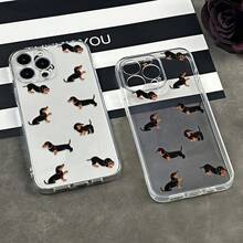 1个可爱腊肠犬图案透明全包加厚防震TPU时尚手机壳，兼容 11/12/13/14/15/16/17 Pro Max/Plus/XR/7/8、A56/55/54/53/52/51、S25/24/23/22/21系列 - 彩色 - 查看 2