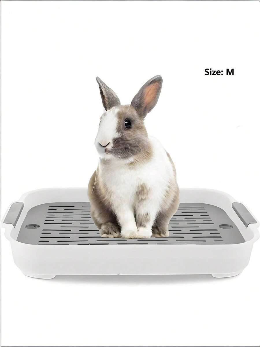 1pc PP Material Double-Layer Square Pet Litter Box, Removable & Washable, Suitable For Rabbits, Guinea Pigs & Other Small Pets, All Season - Multicolor - View 1