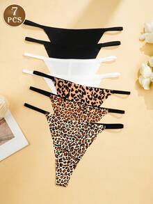 7 chiếc quần lót nữ G-string T-back cạp thấp mềm mại, không đường may, họa tiết da báo, thoáng khí, thích hợp mặc hàng ngày. - Nhiều màu - Xem 5