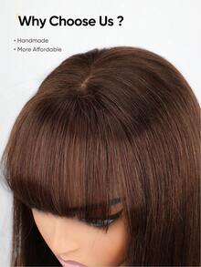jessie's wig Jessie's 無膠直髮波波頭 4x4 蕾絲前緣無縫人髮假髮 預拔髮 預剪 預打結 預造型 波波頭假髮 180% 密度 8-14 英吋 4# 巧克力棕 - S4 - 查看 7