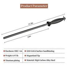 Thanh mài dao chuyên nghiệp, thép đen, hạt mịn, dùng cho nhà bếp và lò mổ. - màu đen - Xem 6