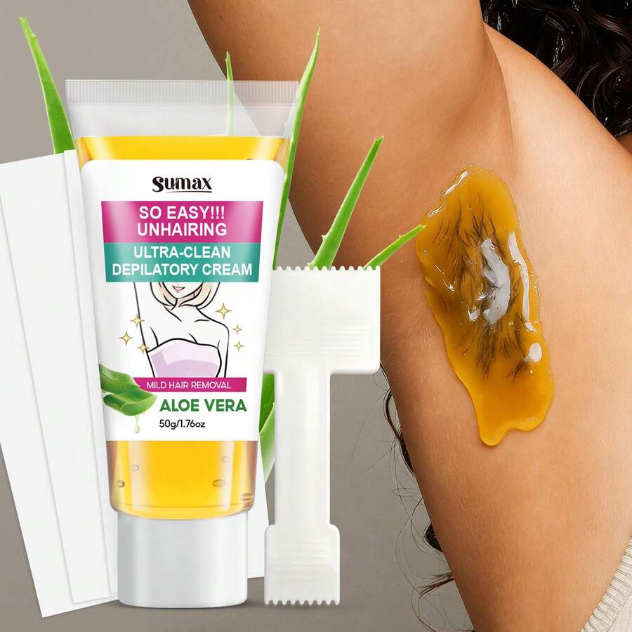 SUMAX 50克透明管装芦荟脱毛蜡 + 脱毛板 + 3条脱毛蜡纸 - 在家快速顺滑脱毛 - 腿部、手臂和身体脱毛效果持久 - 膏狀 - 查看 1