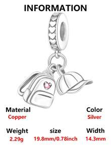 1 Set Fashionable Romantic Youthful Graduation Series Backpack, Baseball Cap, Book, Pen, Running Boy, Graduation Cap Charm Pendant, Full Of Ceremonial Sense, Versatile DIY Bracelet Necklace Graduation Gift - Silver - View 13