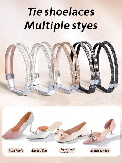 2 pares de cordones de satén elegantes, cordones antideslizantes adecuados para tacones altos y sandalias, sin necesidad de atar los cordones, manos libres, decorativos para tacones altos y sandalias, fáciles de usar, aplicables a tacones altos, zapatos cerrados, tacones gruesos, sandalias cerradas, fijos antideslizantes (por favor, mira el video para las instrucciones), estante para zapatos, ahorrador de almacenamiento, al aire libre, jardín, artículo esencial de viaje, portátil, artículo esencial de playa, temporada de graduación, ceremonia de graduación, regalo de graduación, presente de graduación, felicitaciones graduado, felicitaciones graduado, valedictorian, terminar la escuela, fiesta de graduación