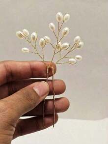 Elegant Pearl Hair Pin, Bridal Wedding Hair Accessories, U-Shaped Hair Stick For Bridesmaid, Hanfu Hair Jewelry - Vàng - Xem 6