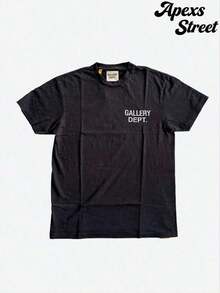 Gallery "Cream Orange" Shirt,100% Cotton Printed T-Shirt,Stylish Design, Men's Graphic T-Shirt, Minimalist Design, Vintage Casual Style, Hip-Hop Style. Suitable For Outdoor Leisure Activities, Family Gatherings, And Dinners With Friends. - Đen 7 - Xem 5