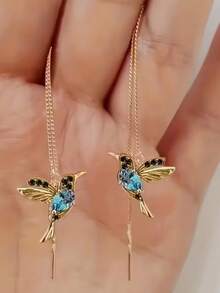 1 Pair Beautiful Hummingbird Tassel Earrings, Animal Theme Pendant Jewelry, Suitable For Women's Daily Wear And Special Occasions Like Weddings - Multicolor - View 2