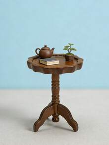 1pc Miniature Dollhouse Round Table, Curved Leg Wooden Table, Desktop Decor, Handcraft, Desktop Drawer, Retro Home Decor Model, Girls Toys, Boys Toys, Miniature Items, Educational Toy To Train Logic Thinking. Can Be Combined To Build And Shoot Mini Scenes. Suitable For Holiday Gifts, Birthday Gifts, Party Events, Christmas Gifts, Halloween Gifts, Carnival Gifts, A Great Choice For Gifts That Can Add Color To Life. - Multicolor - View 2